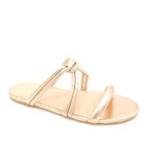 Stuart Weitzman Rose Gold Women's Flat Slide Sandal with Twist Knot Detail Sz 10